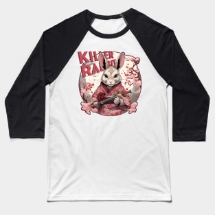 Killer Bunny Samurai Portrait in Cherry Blossom Tree Baseball T-Shirt